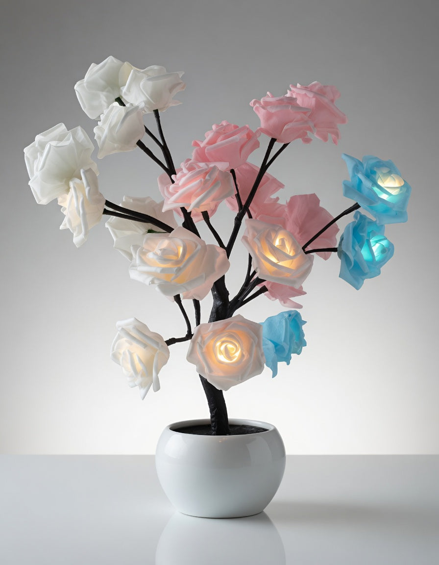 LED Rose Tree Lamp with Warm Glow Lighting