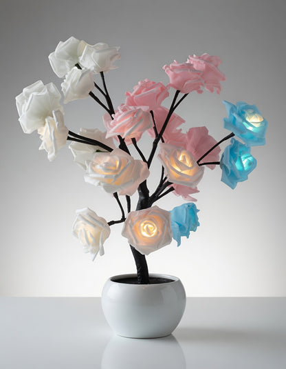 LED Rose Tree Lamp with Warm Glow Lighting
