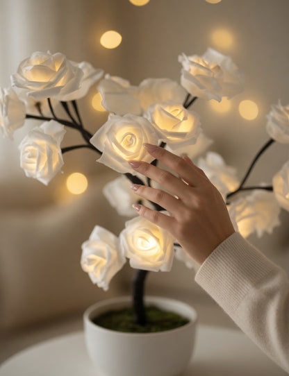 LED Rose Tree Lamp with Warm Glow Lighting