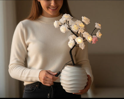LED Rose Tree Lamp with Warm Glow Lighting